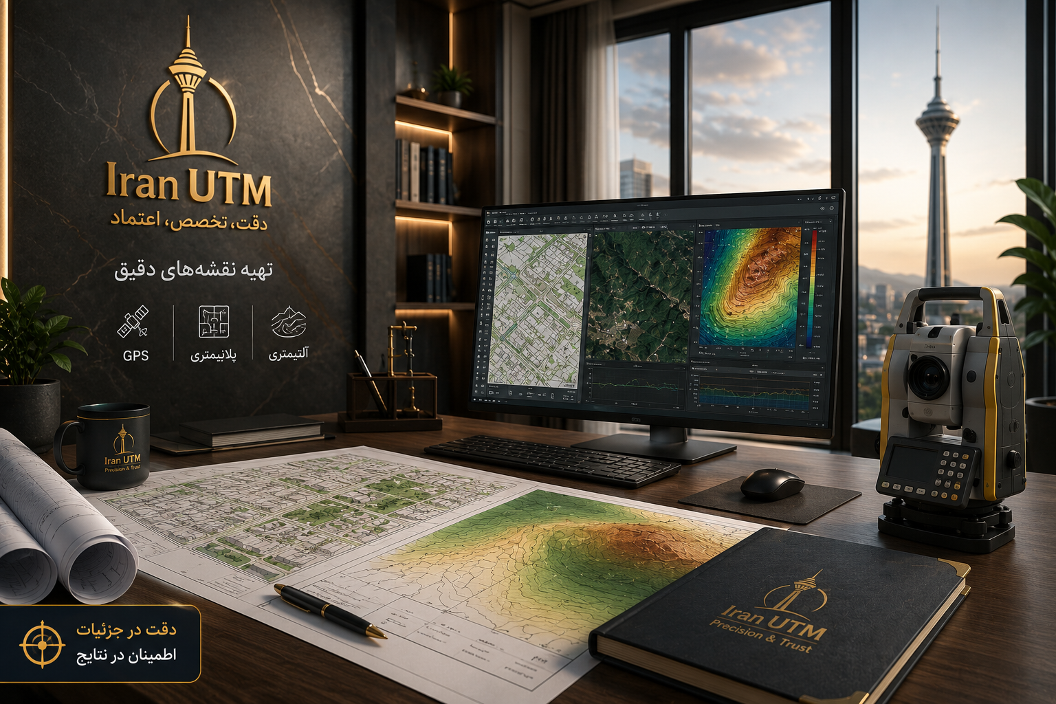خدمات تهیه نقشه GPS پلانیمتری و آلتیمتری ایران UTM