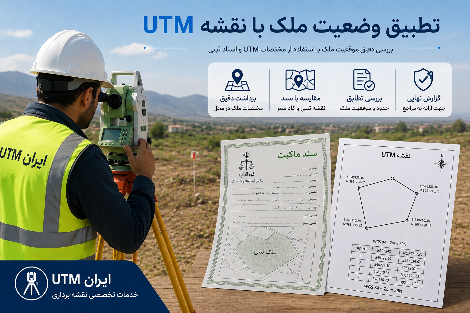 مراحل تطبیق وضعیت ملک با نقشه UTM