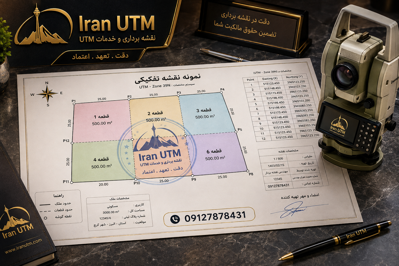 نمونه نقشه تفکیکی زمین نمونه نقشه تفکیکی رنگی زمین تهیهشده توسط ایران UTM