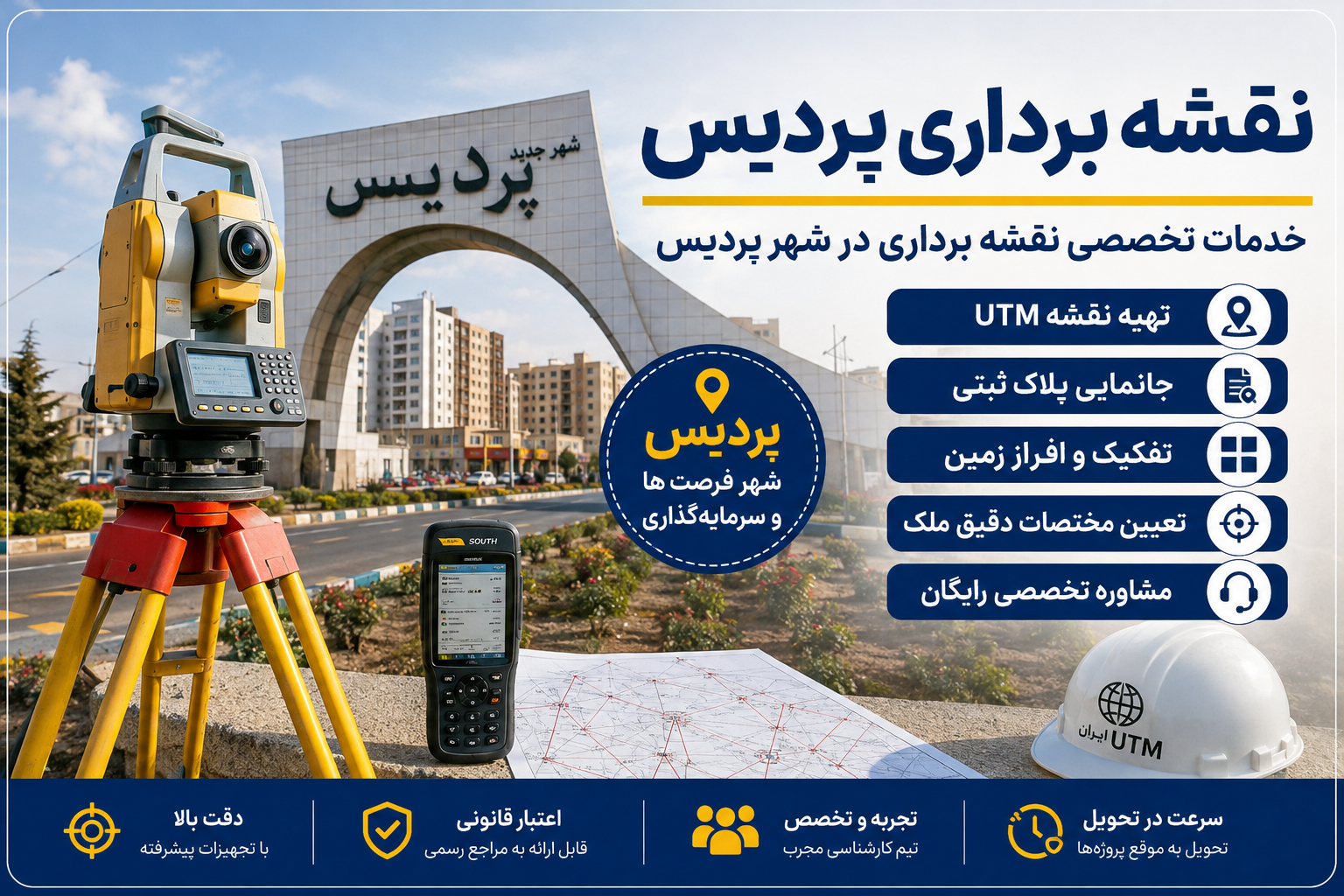 نقشه برداری پردیس با تجهیزات تخصصی توسط ایران UTM