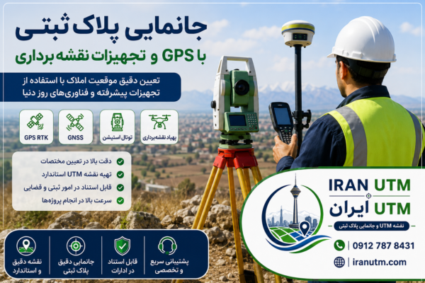 جانمایی پلاک ثبتی با GPS و تجهیزات پیشرفته نقشهبرداری برای تهیه نقشه UTM