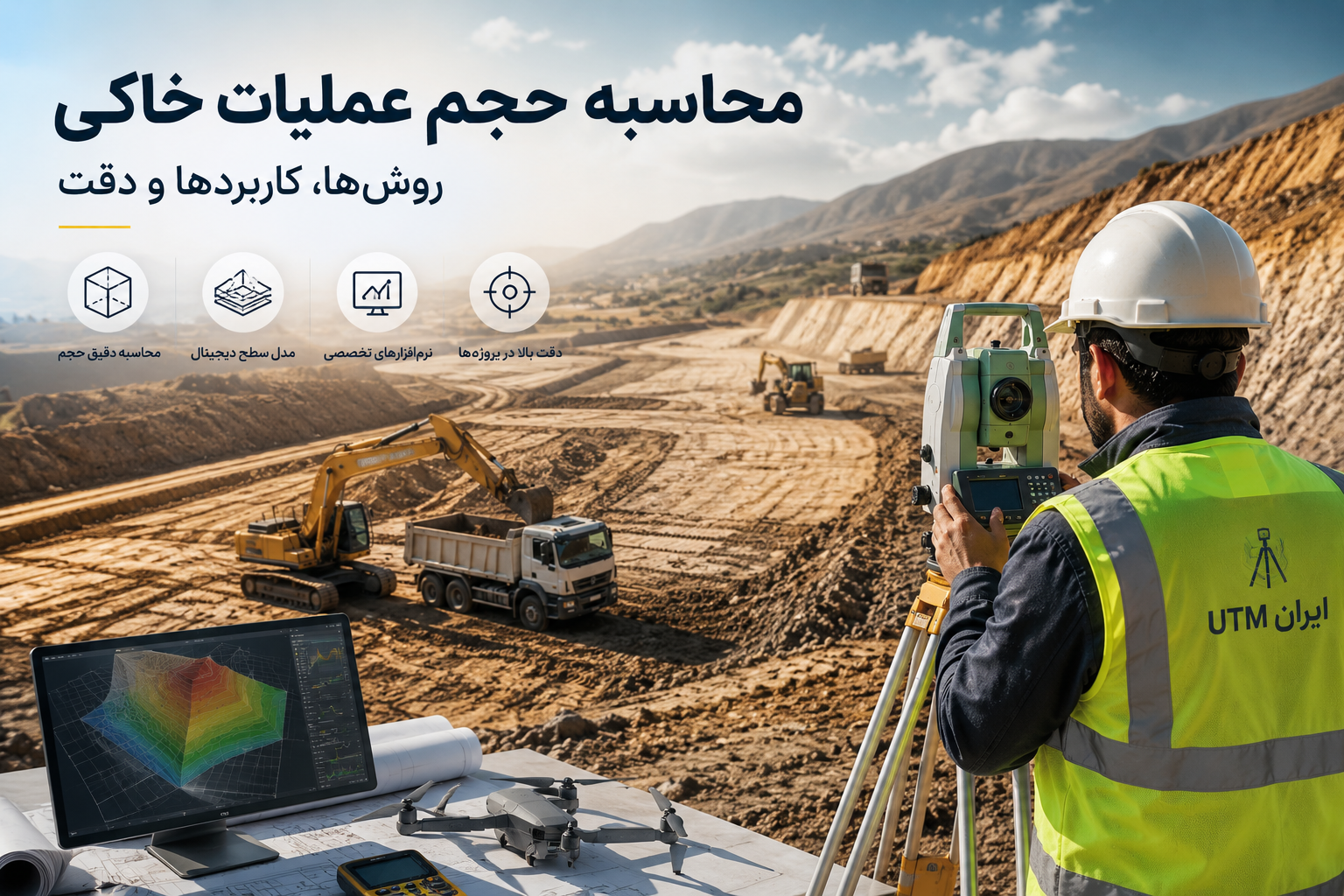 محاسبه حجم عملیات خاکی ایران UTM