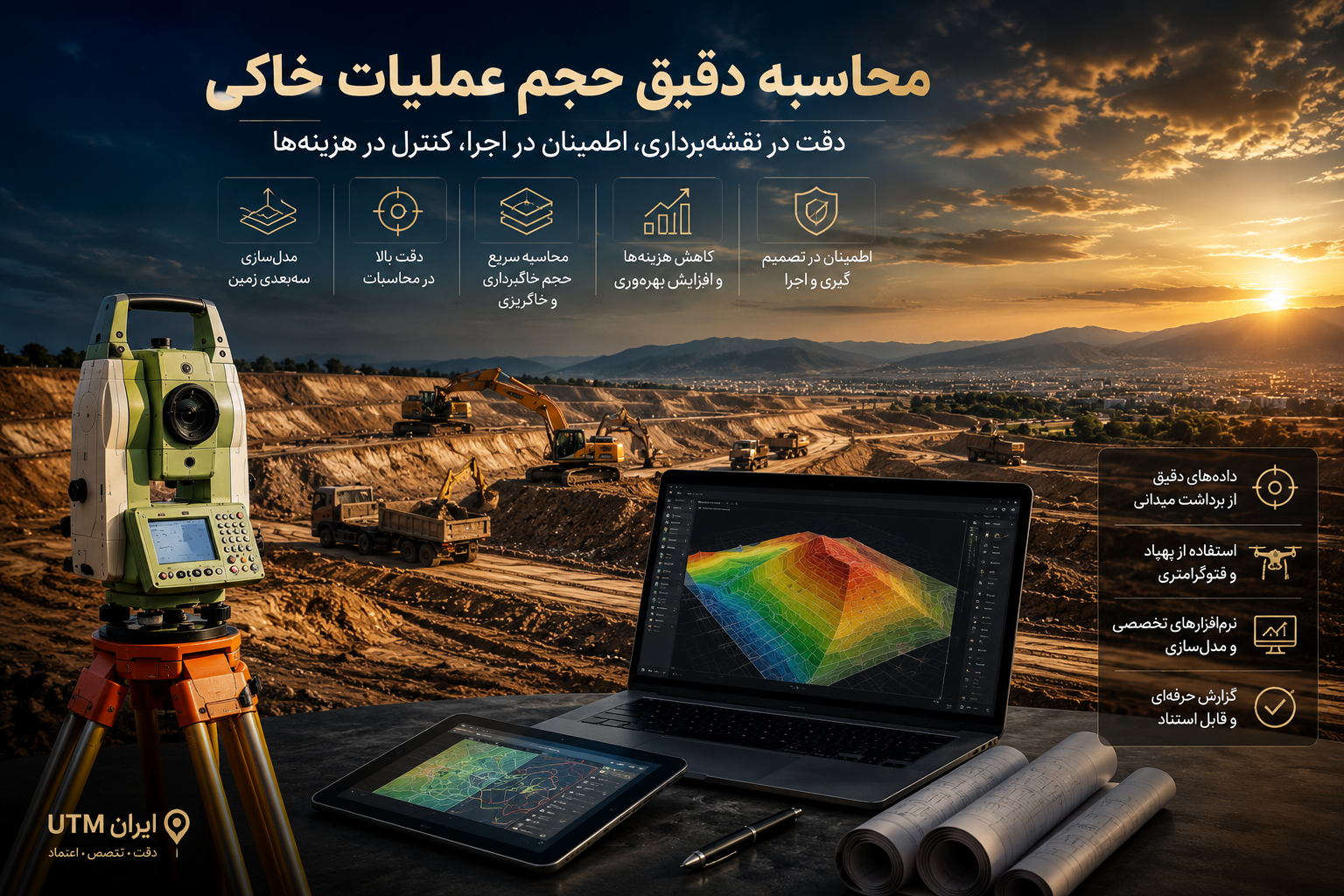محاسبه دقیق حجم عملیات خاکی