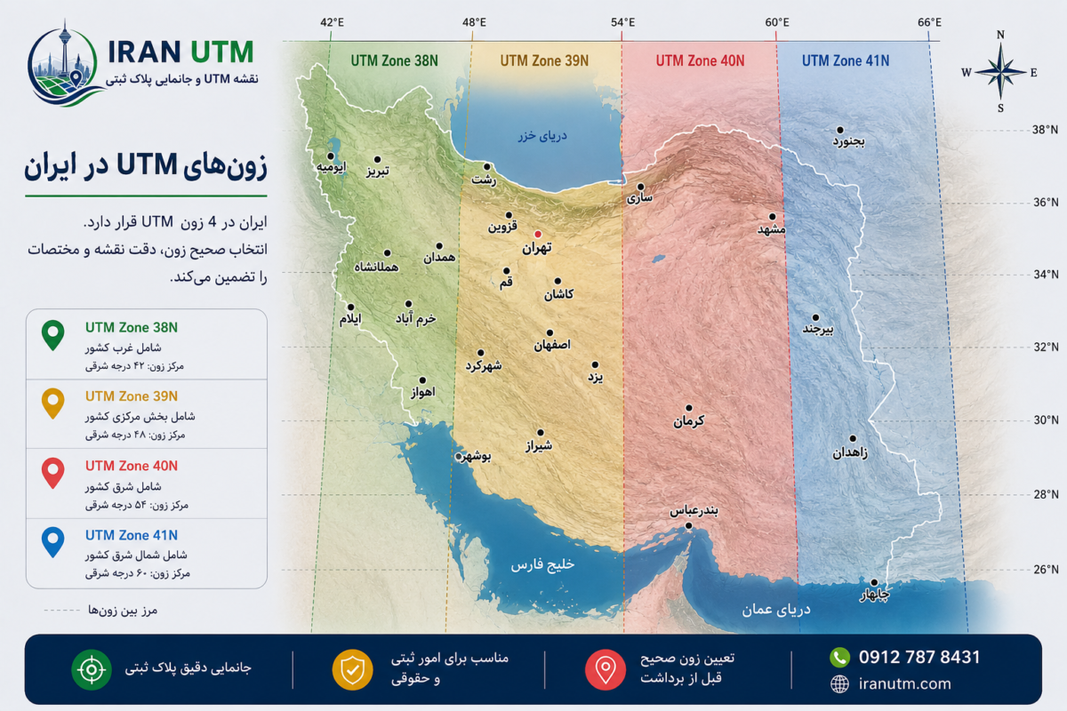زون UTM چیست و نحوه تقسیمبندی زونهای UTM در ایران