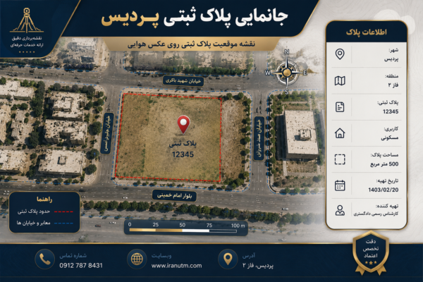 جانمایی پلاک ثبتی پردیس روی عکس هوایی و نمایش دقیق حدود ملک