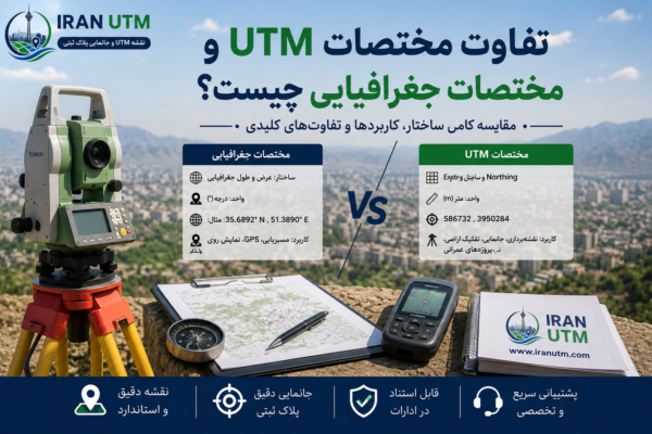 مقایسه ساختار مختصات UTM و مختصات جغرافیایی Latitude و Longitude