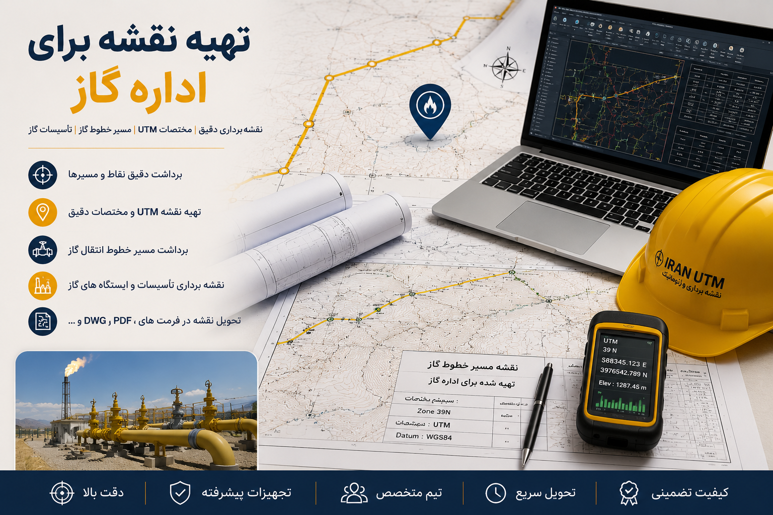 نقشه‌برداری صنعتی و تهیه نقشه برای اداره گاز
