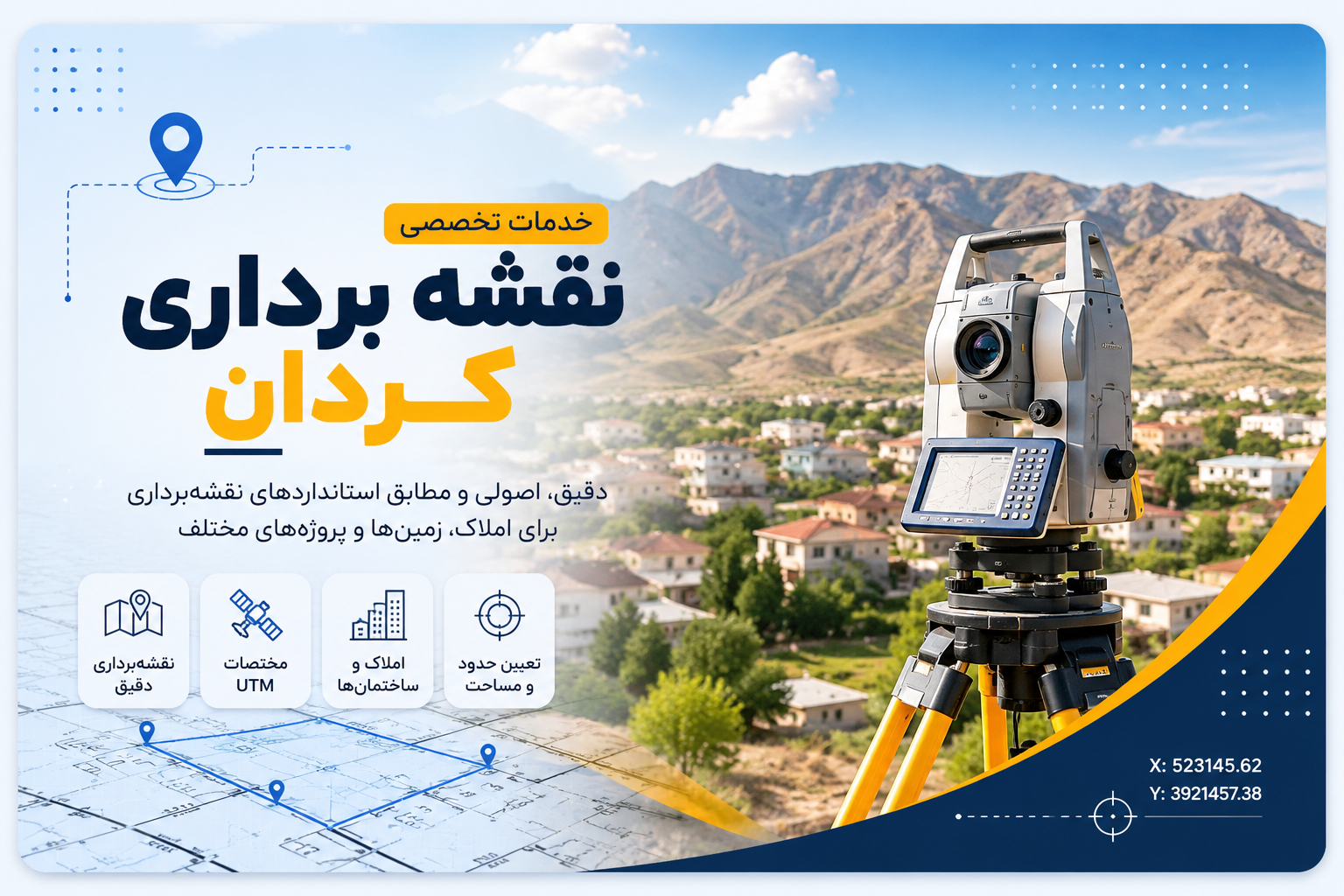 نقشه برداری کردان و تهیه نقشه UTM املاک
