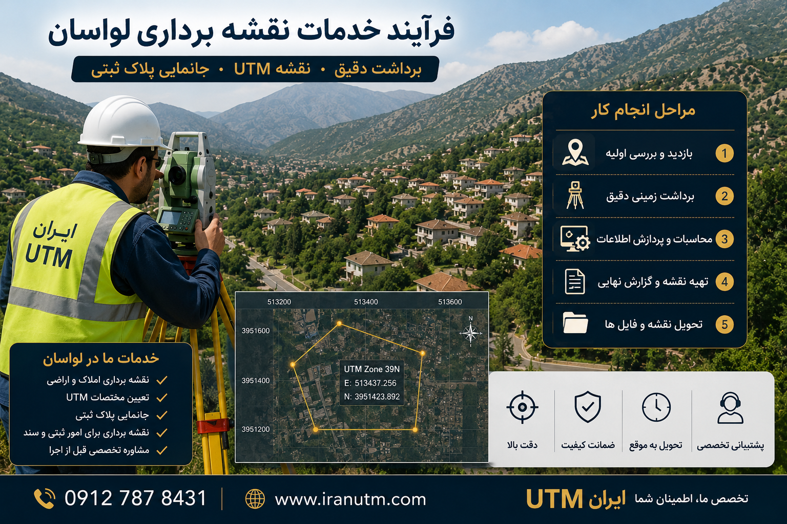 فرآیند خدمات نقشه برداری لواسان فرآیند خدمات نقشه برداری لواسان و برداشت دقیق مختصات ملک