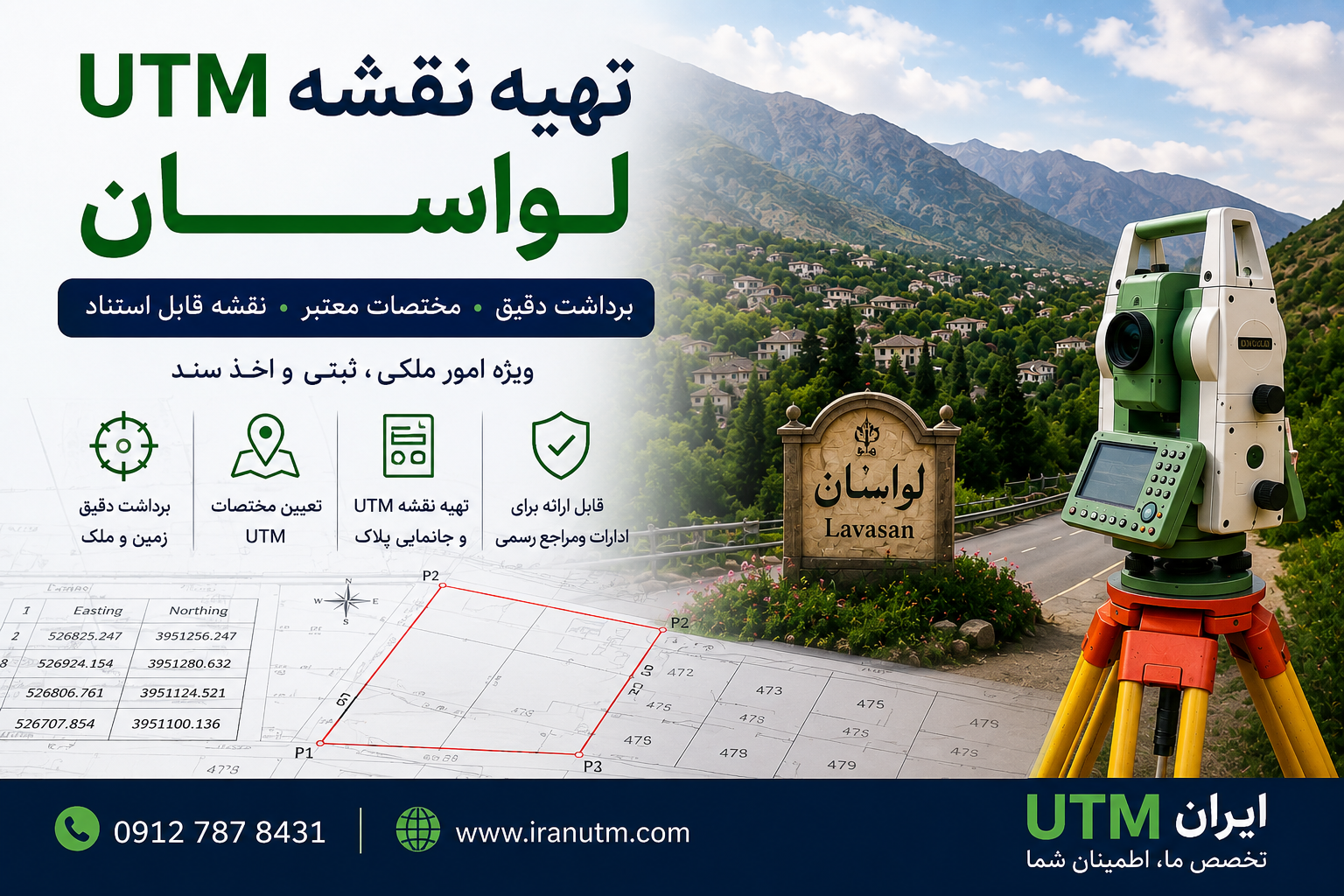 تهیه نقشه UTM لواسان | ایران UTM تهیه نقشه UTM لواسان برای تعیین مختصات دقیق ملک