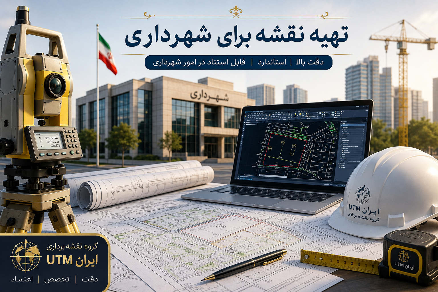 تهیه نقشه دقیق برای شهرداری با تجهیزات تخصصی نقشه برداری ایران UTM