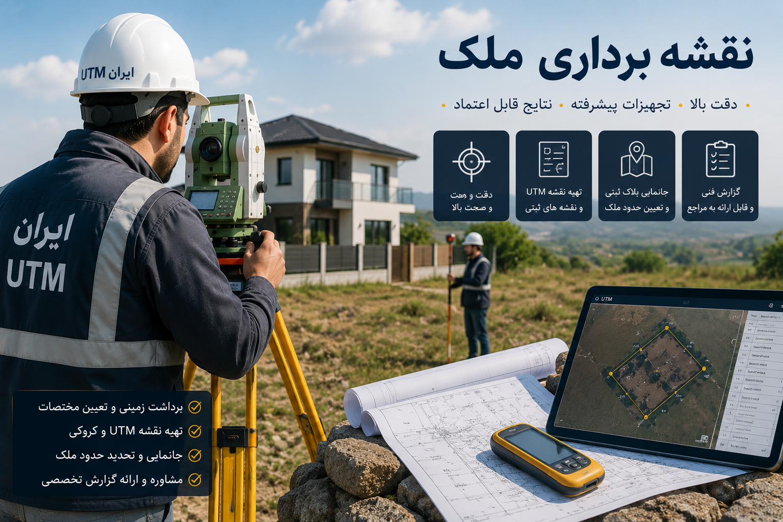 نقشه برداری ملک و تعیین دقیق حدود و موقعیت زمین