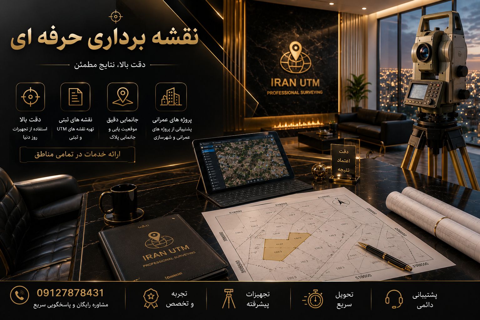 نقشه برداری زمین و ملک | ایران UTM نقشه برداری دقیق زمین و ملک و تعیین حدود و مختصات