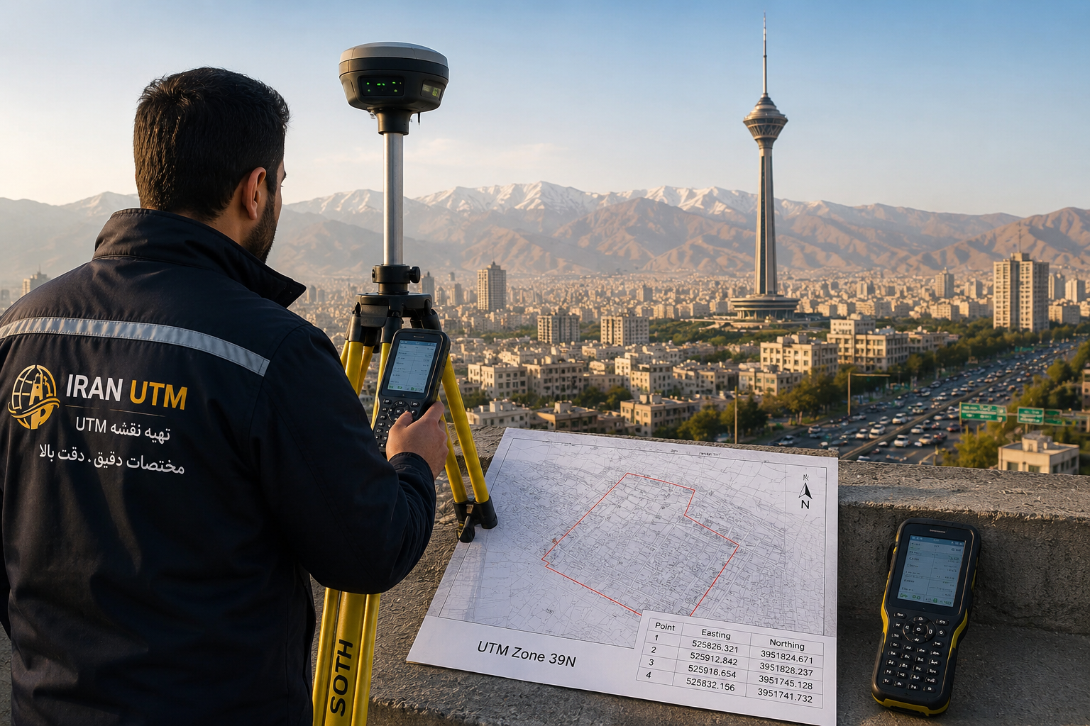 برداشت و تهیه نقشه UTM تهران برداشت زمینی برای تهیه نقشه UTM تهران