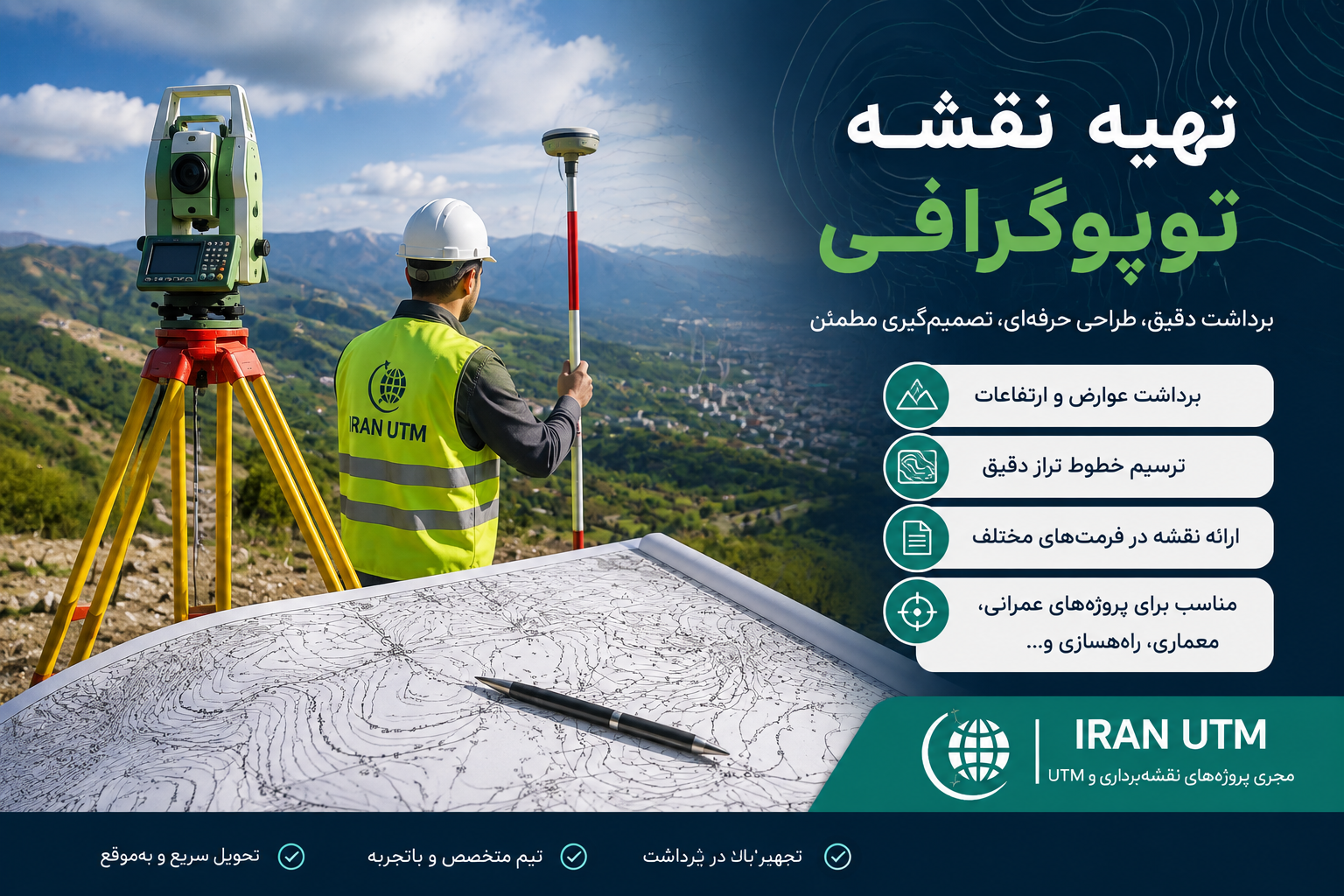 خدمات نقشه برداری و تهیه نقشه توپوگرافی ایران UTM