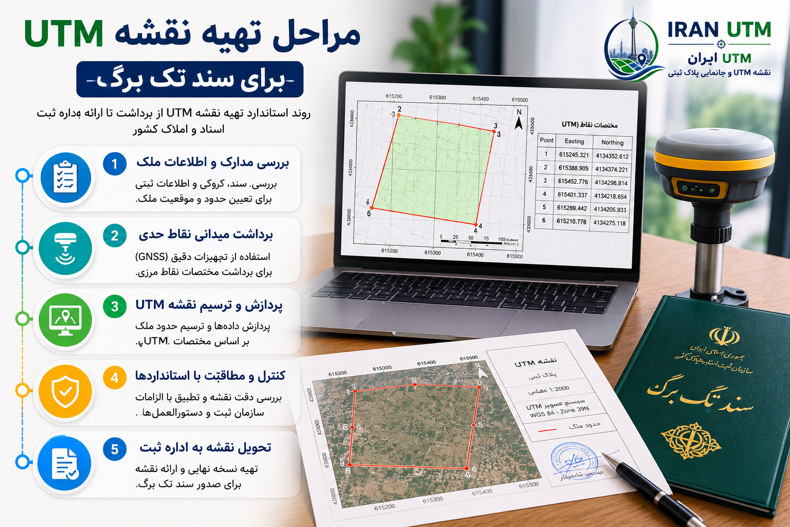 کنترل نهایی نقشه UTM پیش از ثبت سند کنترل نهایی اطلاعات نقشه و مختصات ملک قبل از ارائه به اداره ثبت
