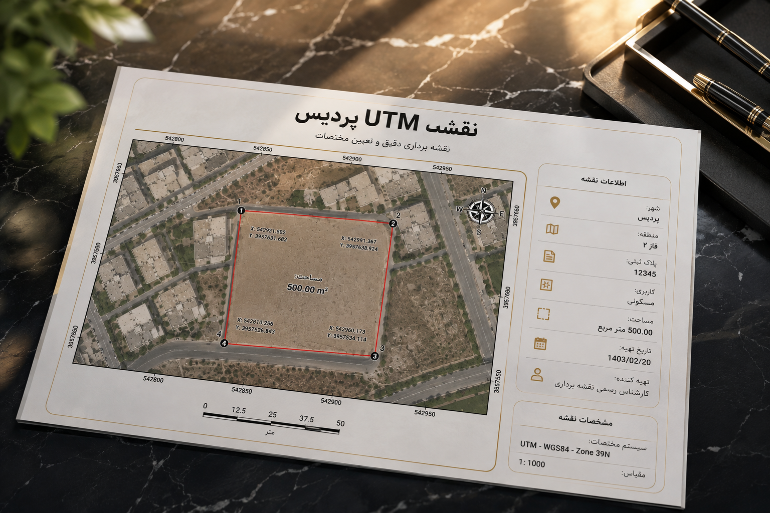 نقشه برداری و تهیه نقشه UTM پردیس