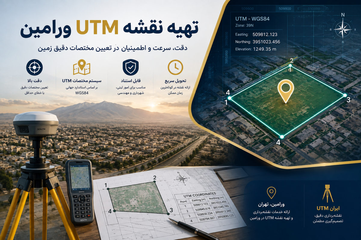 نقشه UTM ورامین و تعیین مختصات دقیق ملک