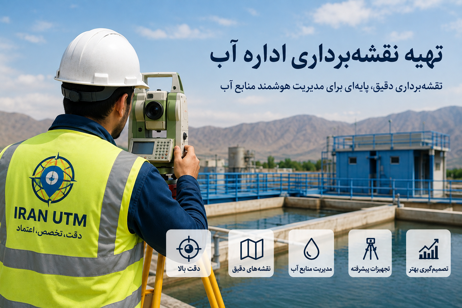 تهیه نقشه برای اداره آب | ایران UTM تهیه نقشه برای اداره آب با نقشهبرداری دقیق