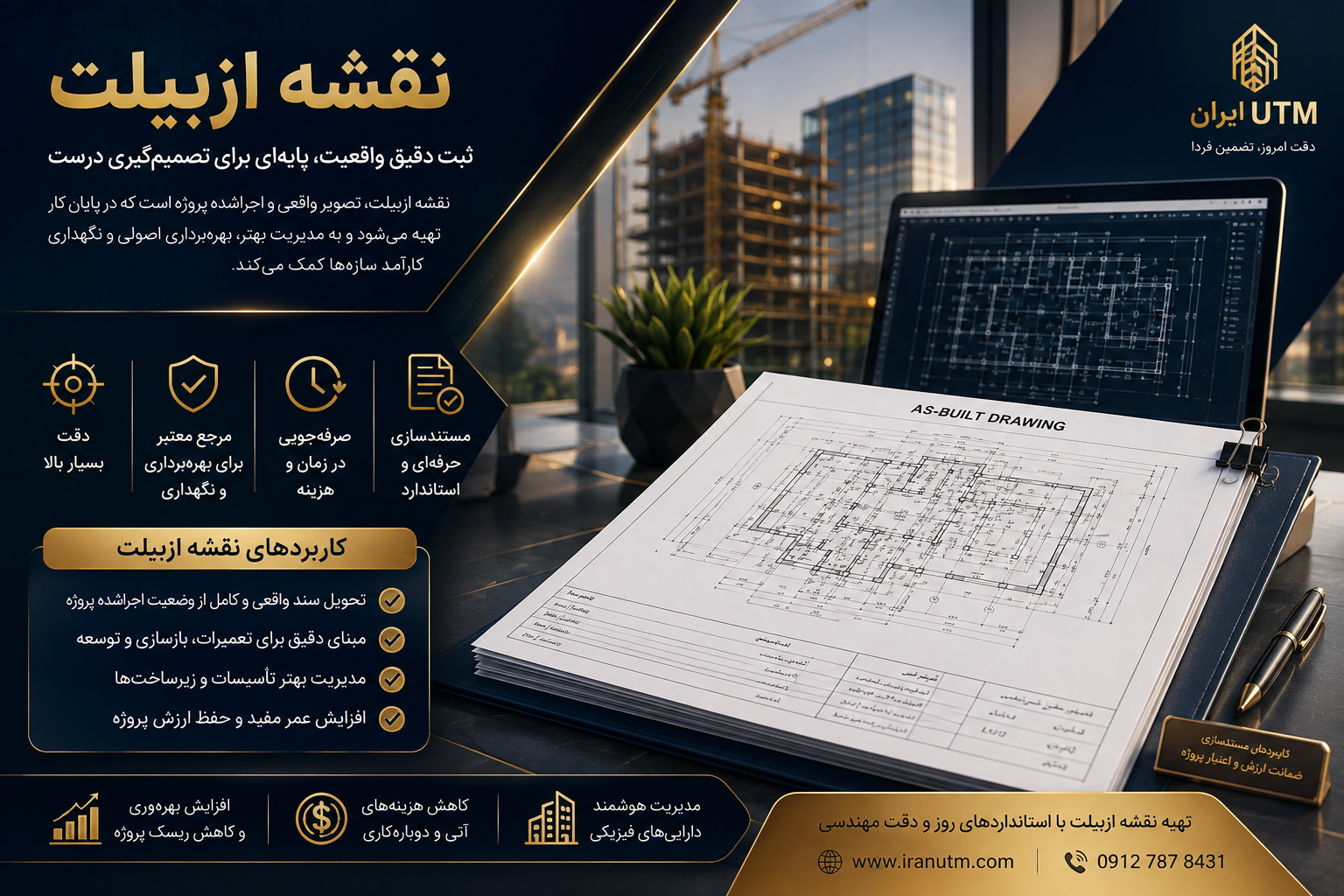 خدمات تخصصی نقشه ازبیلت و برداشت وضع موجود ایران UTM
