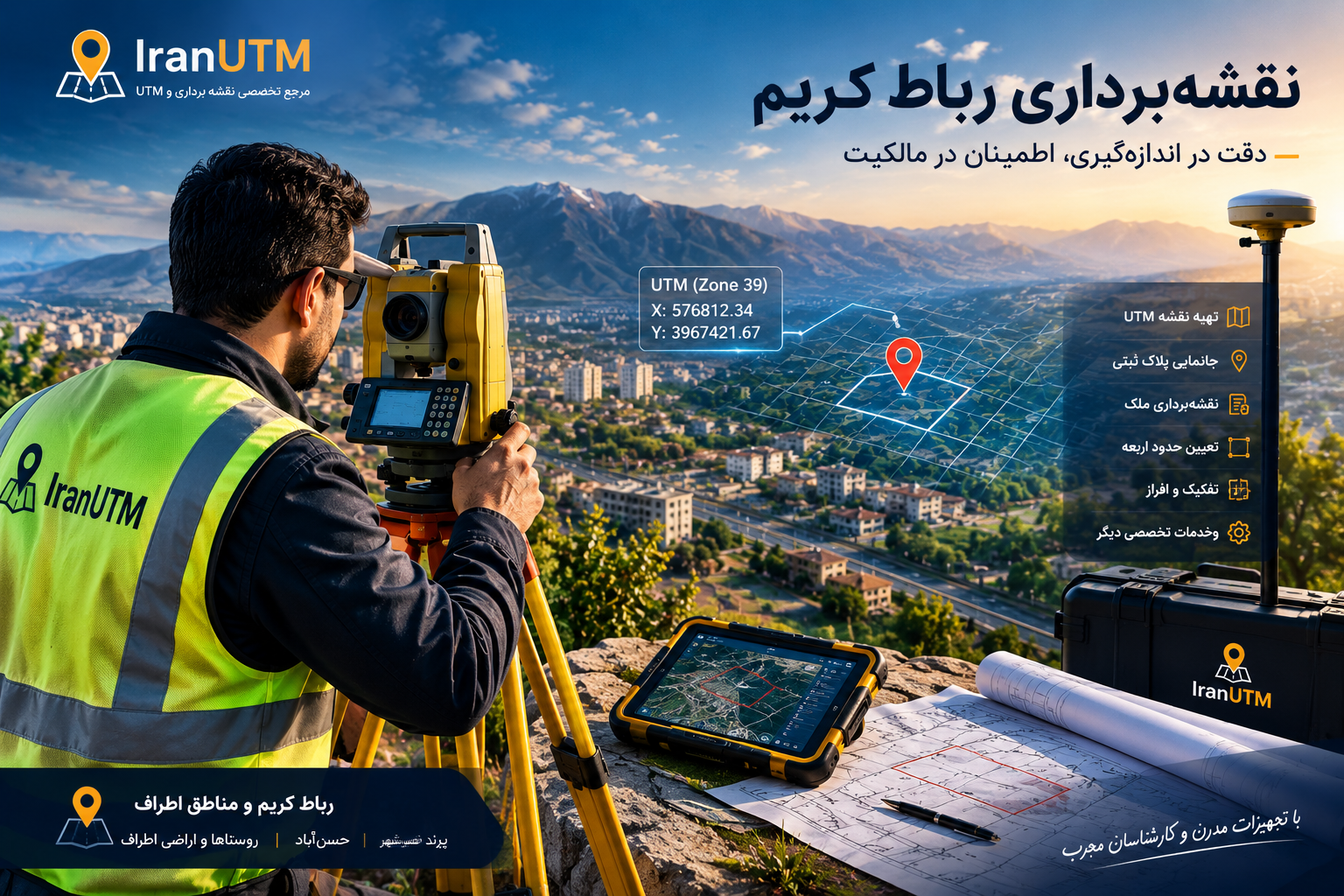 خدمات نقشه‌برداری رباط کریم توسط ایران UTM