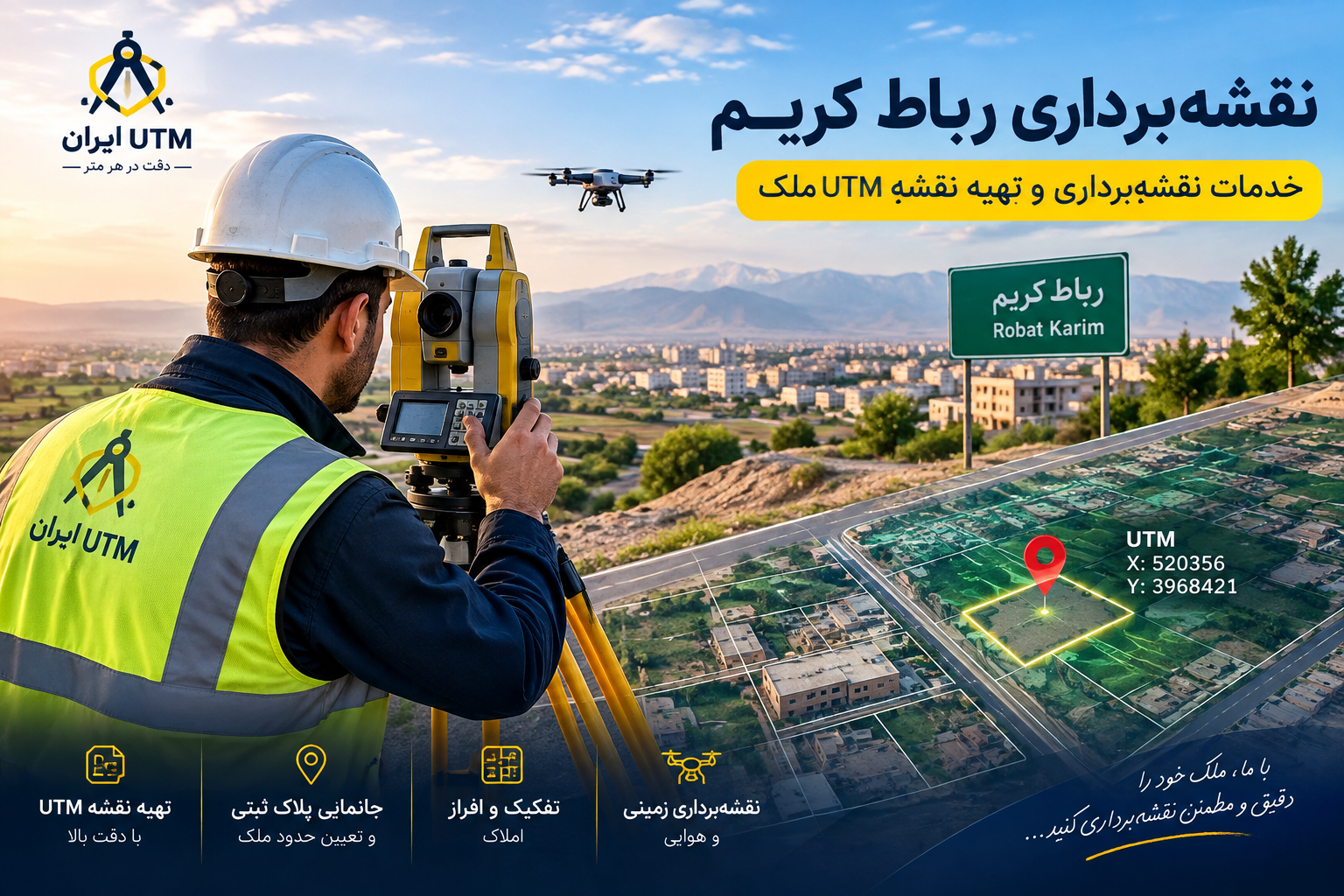 تهیه نقشه UTM ملک در رباط کریم